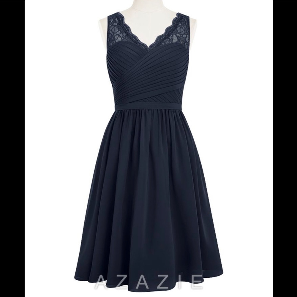 Azazie Heloise Dark Navy bridesmaid dress